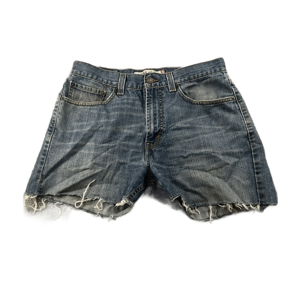 Levi's 505 Regular Denim Shorts Men 32 Blue Cut-Off Frayed Hem Streetwear Grunge